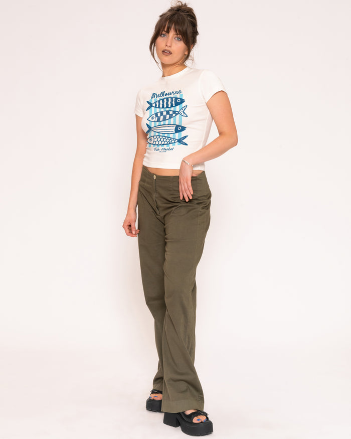 Melbourne Fish Market White Longline Baby Tee