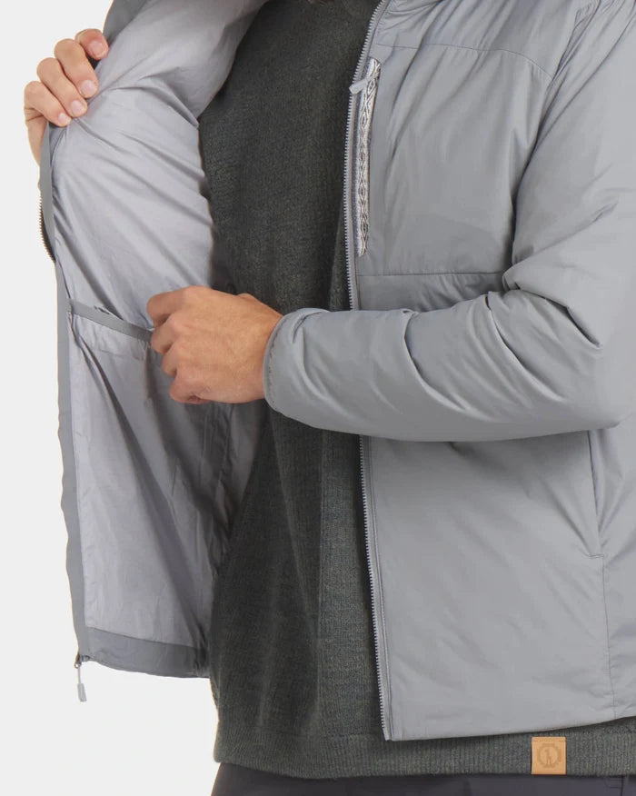 Close-Up of Interior Side Compartment of Storm Grey Apu Lightweight Puffer Jacket – PAKA Apparel