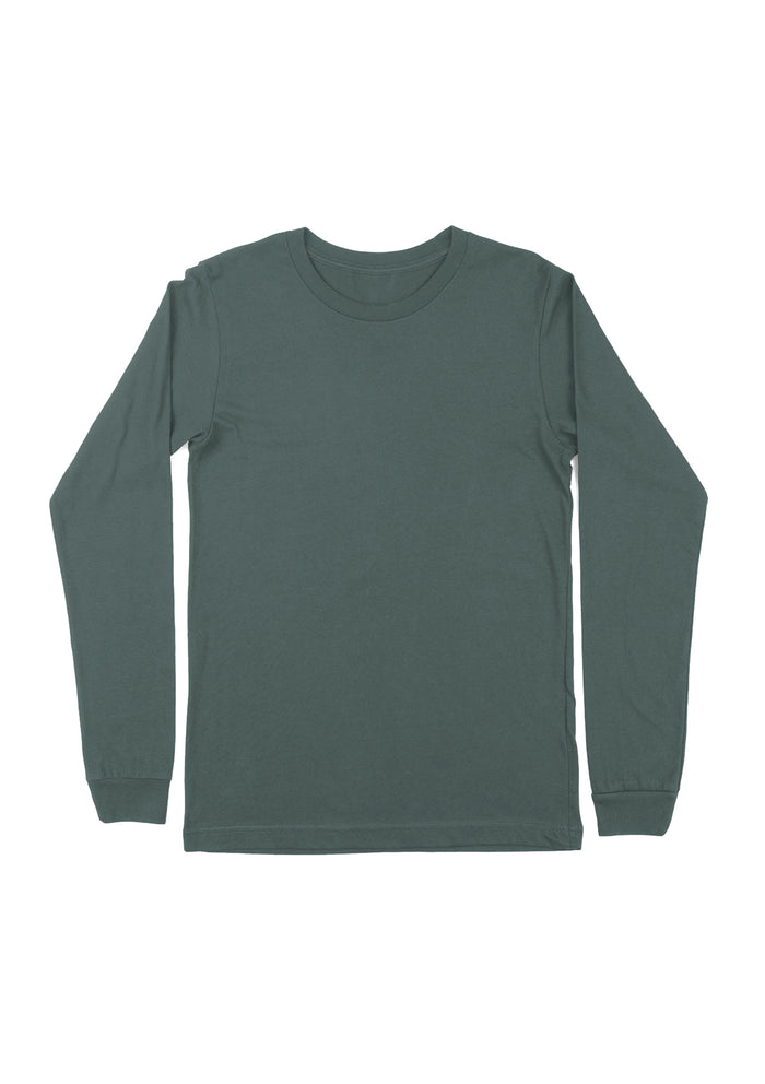 mens blue storm classic fit t-shirt long sleeve crew neck airlume cotton flat front image