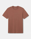 Front view of Men’s Essential Tee in cinnamon showcasing crew neck and short sleeves on light gray background