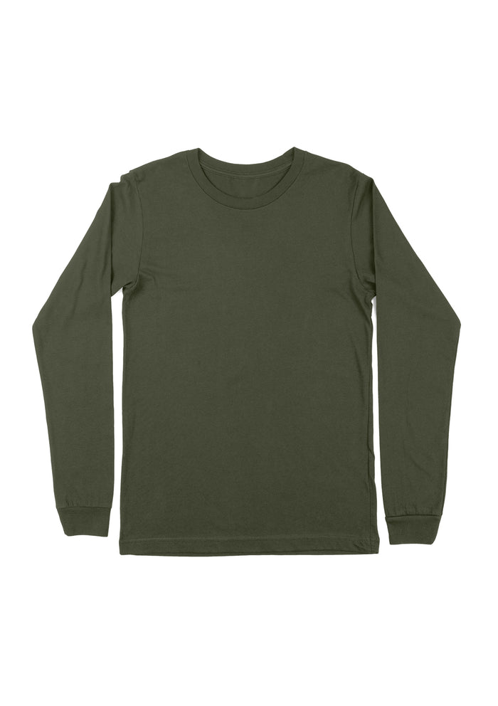 Men's Olive Green Classic Fit T-Shirt Long Sleeve Front Flat View