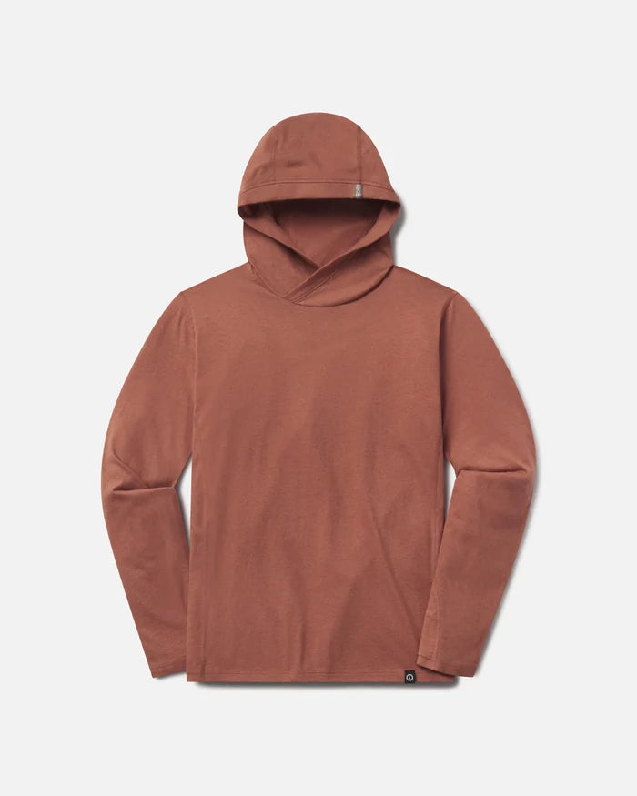 Front flat lay of Men’s Sol Hoodie showcasing hood and lightweight alpaca blend fabric on light gray background