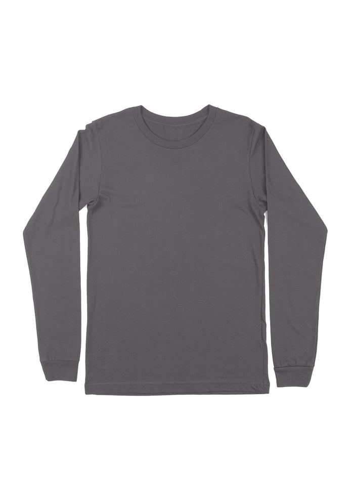 mens gray classic fit  t-shirt long sleeve crew neck airlume cotton front flat image