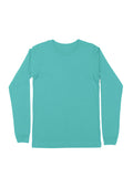 mens teal green classic fit t-shirt long sleeve crew neck airlume cotton flat front image