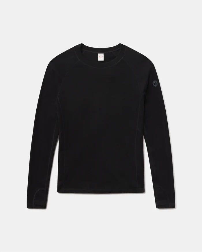 Men's Black Thermal Crew Ski Baselayer Top with Alpaca-Merino Wool Blend – PAKA Apparel