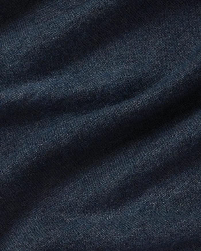 Front view of Men’s Ultralight 1.0 Crew in navy showing ultralight alpaca knit, crew neckline, and slim fit on model