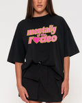 Mentally At The Rodeo Black Boxy Crop Tee