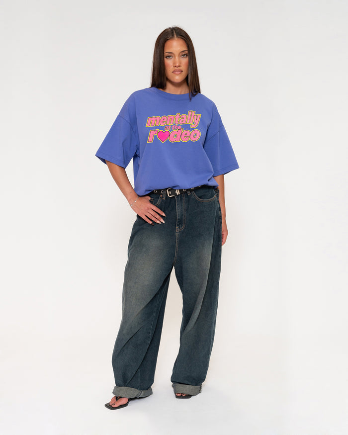 Mentally At The Rodeo Purple Boxy Crop Tee