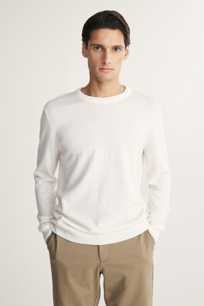 Merino wool crew neck sweater