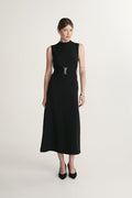 Mock neck sleeveless maxi dress