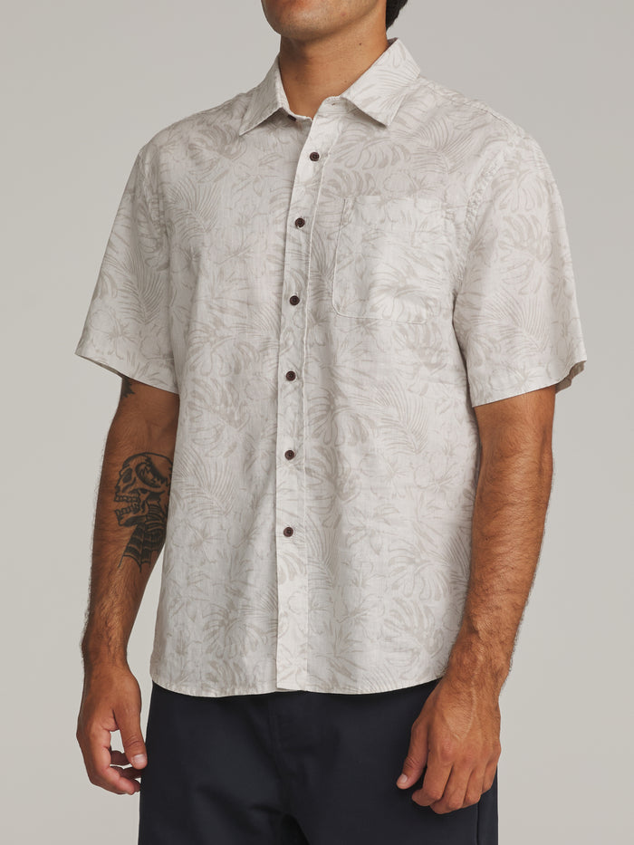 Katin Moco Shirt in Birch, worn by a model, side view #color_birch