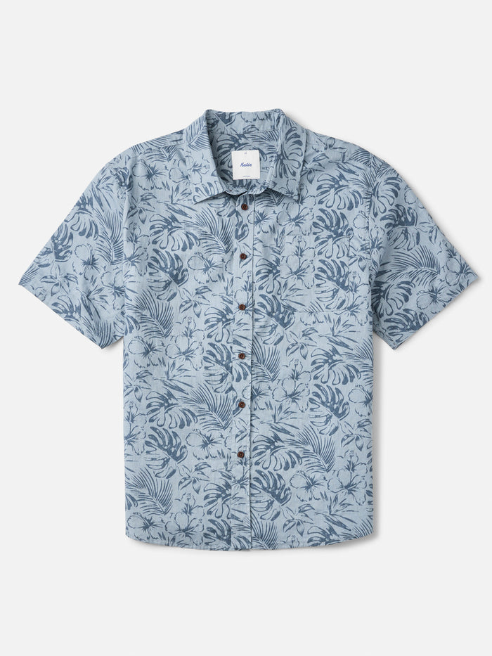 Katin Moco Shirt in Gray Blue, laid flat, front view showing the chest pocket #color_gray blue
