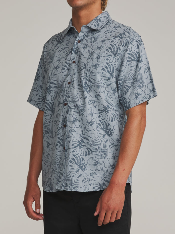 Katin Moco Shirt in Gray Blue, worn by a model, side view #color_gray blue