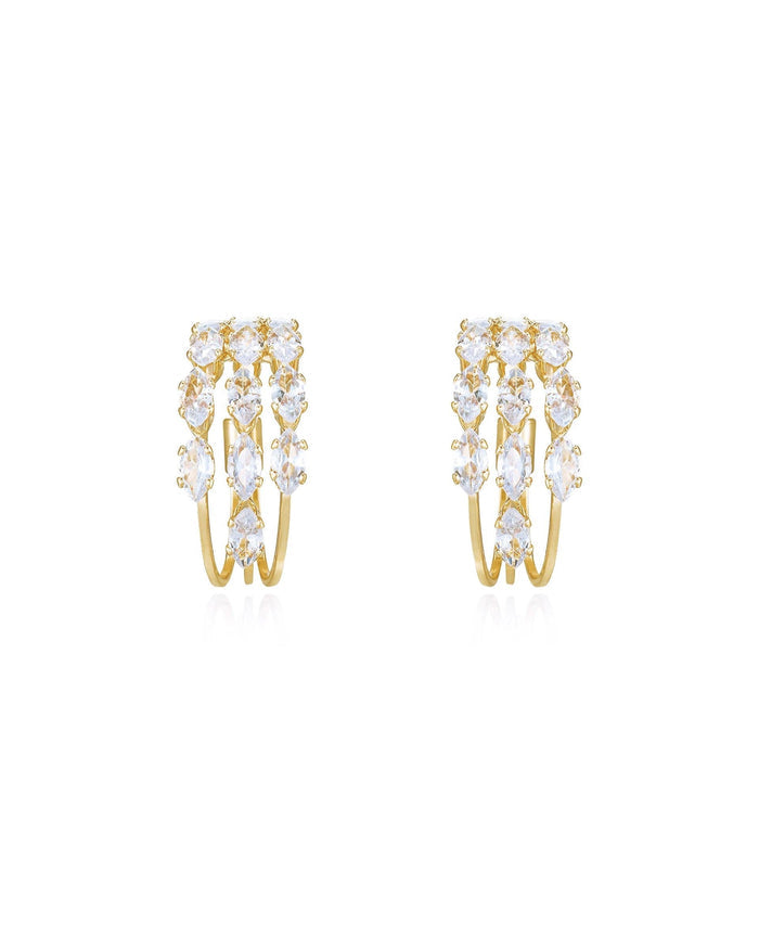 Multi-Crystal Huggie Hoop Earrings