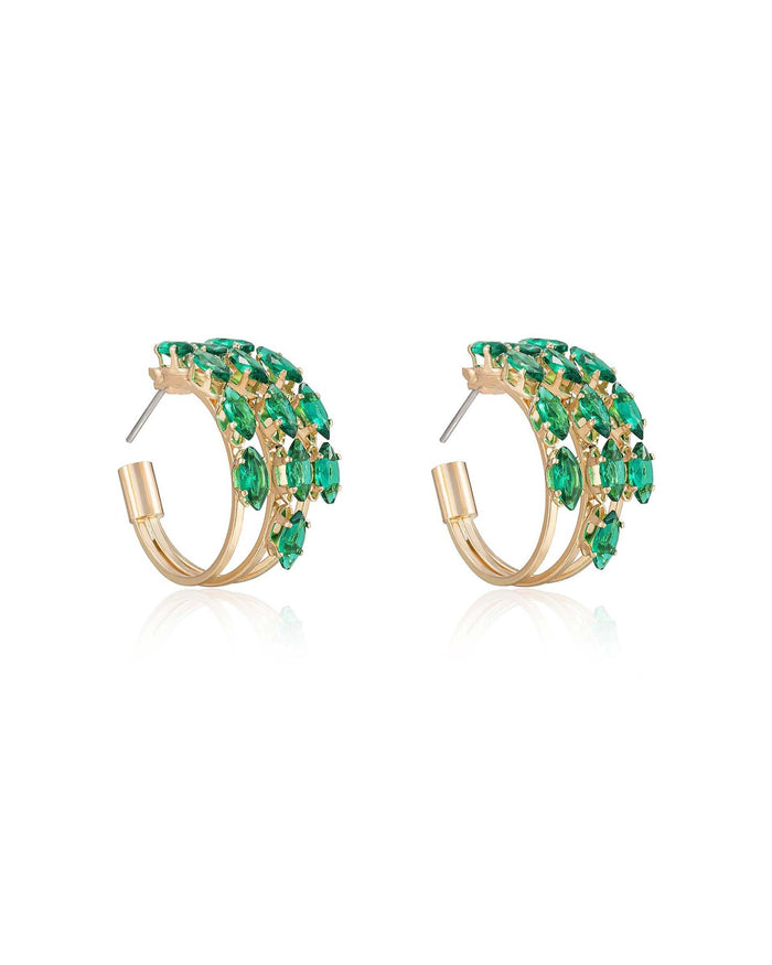 Multi-Crystal Huggie Hoop Earrings