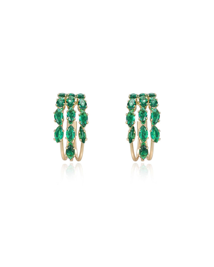 Multi-Crystal Huggie Hoop Earrings
