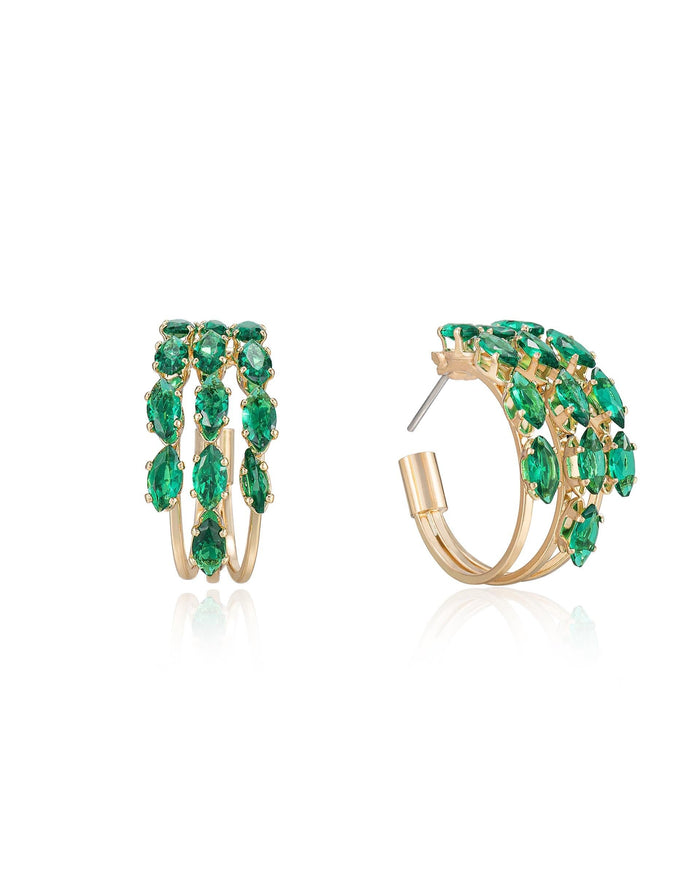Multi-Crystal Huggie Hoop Earrings