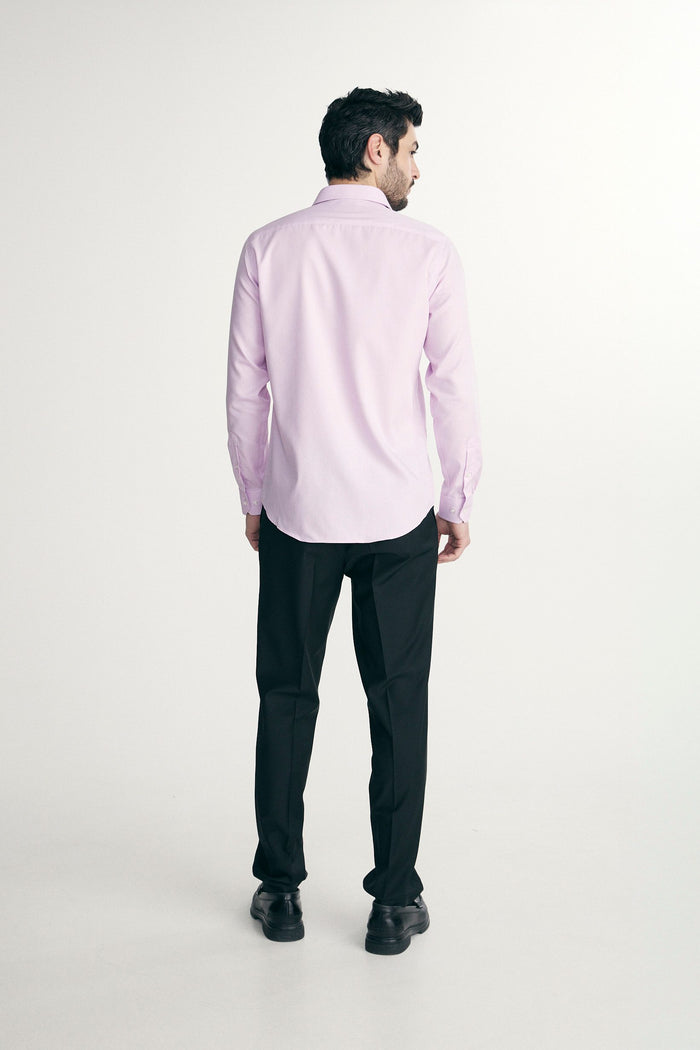 Non-iron fitted textured shirt