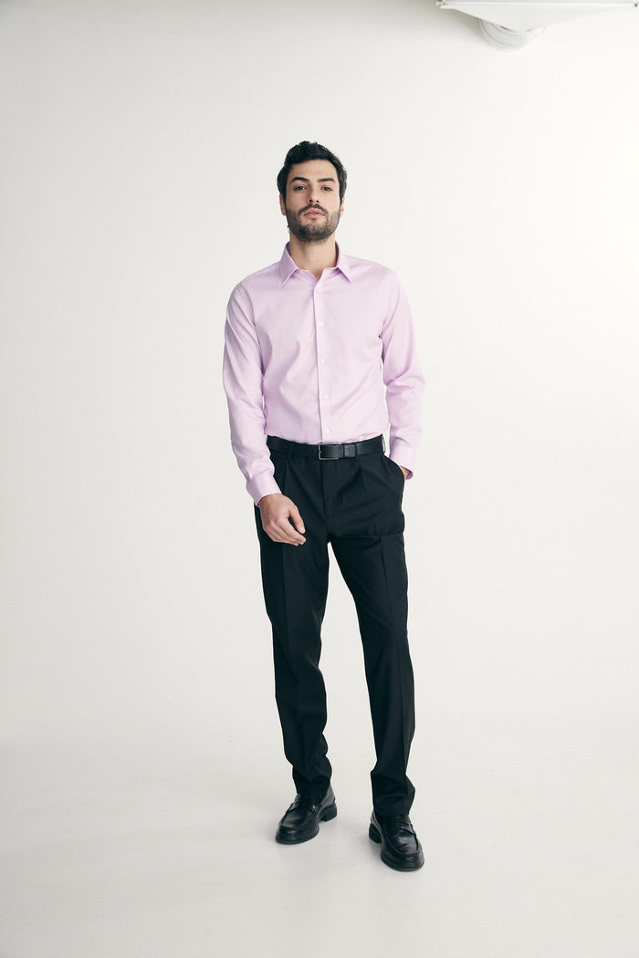 Non-iron fitted textured shirt