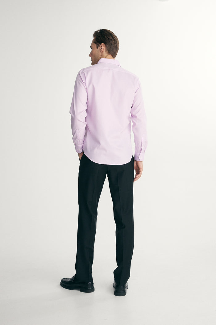Non-iron fitted textured shirt