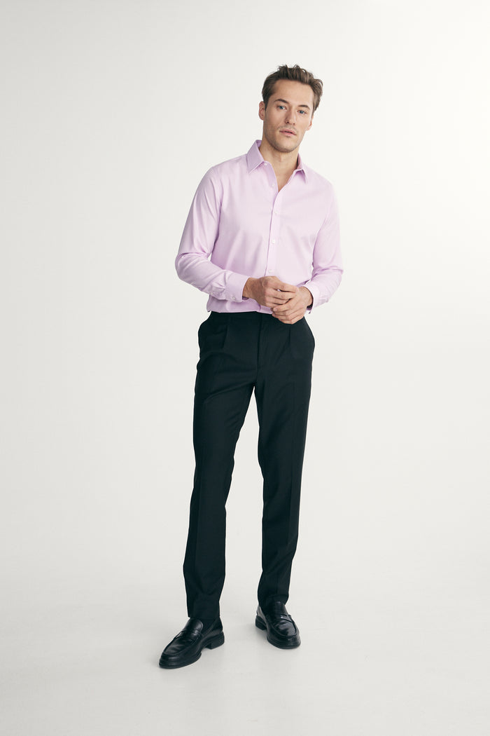 Non-iron fitted textured shirt