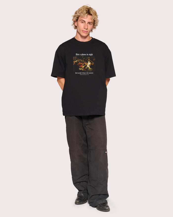 Not a Phone in Sight Black Oversized Tee