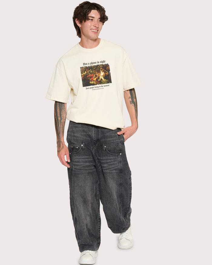 Not a Phone in Sight Natural Oversized Tee