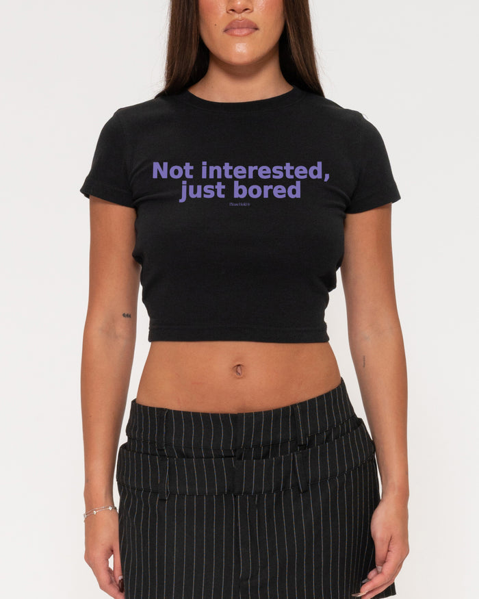 Not Interested, Just Bored Black Baby Tee