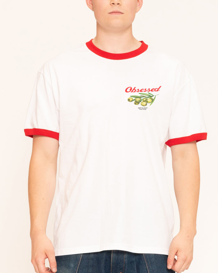 Obsessed Olives Red Ringer T-Shirt