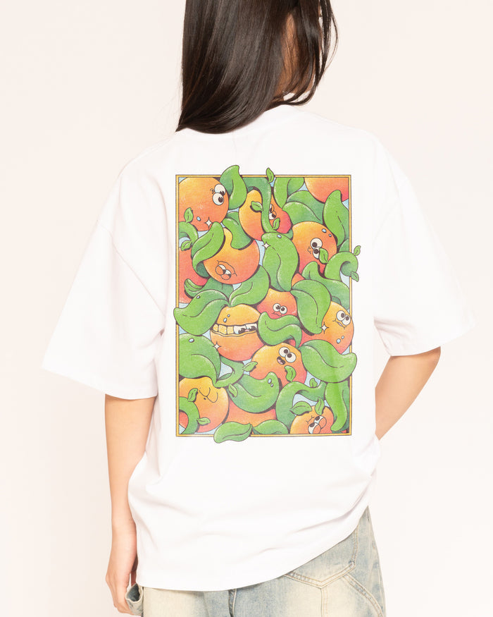 Orange Groove White Oversized Tee
