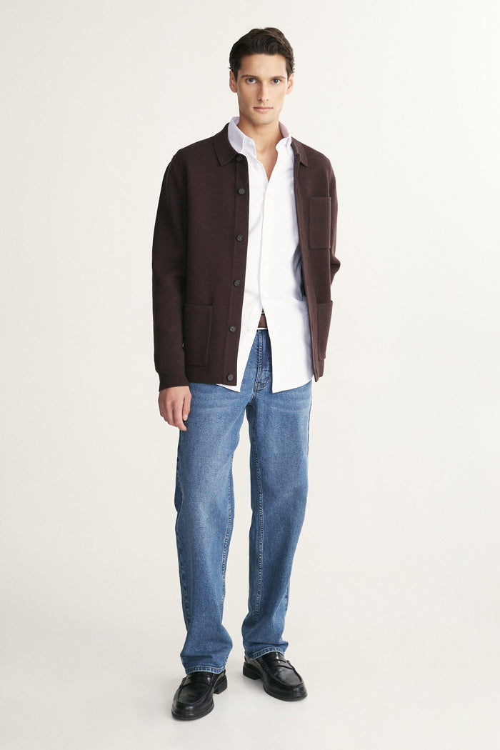 Overshirt look knitted cardigan