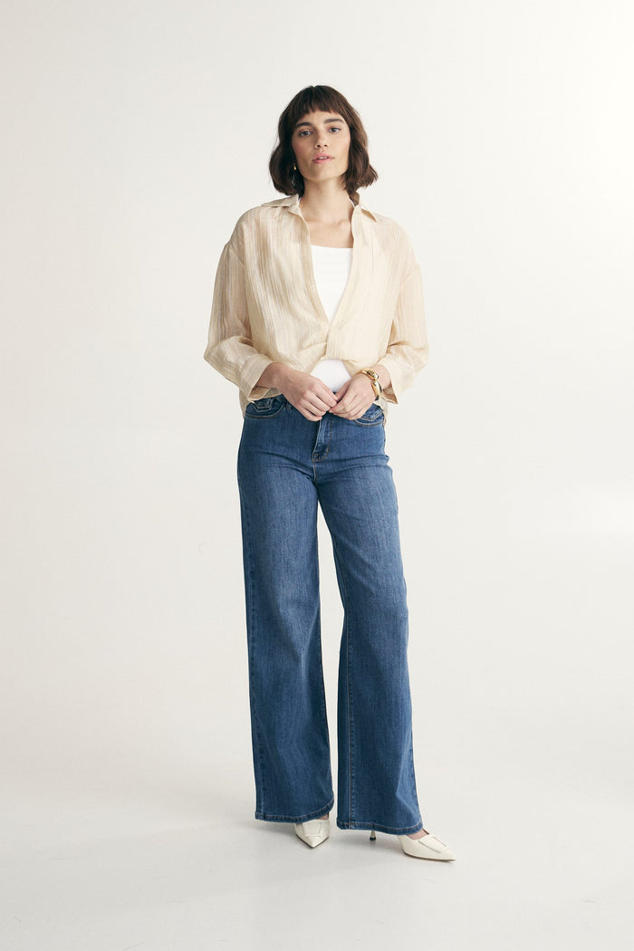 Oversized shirt with twisted front