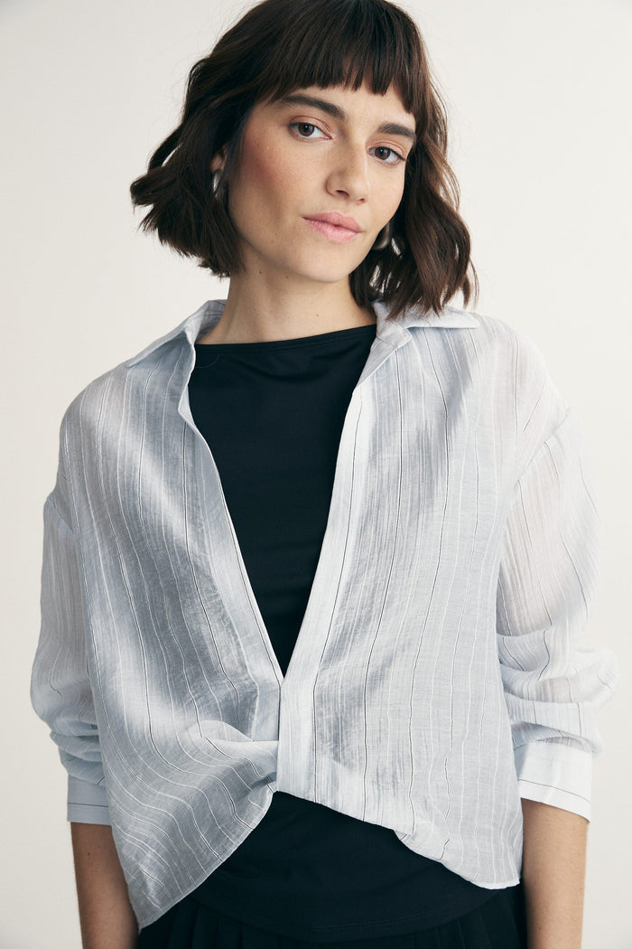 Oversized shirt with twisted front