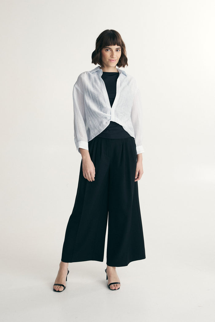 Oversized shirt with twisted front