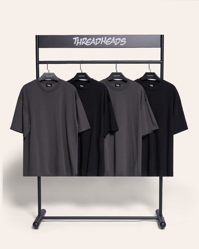Oversized Tee 4 Pack: Black, Charcoal
