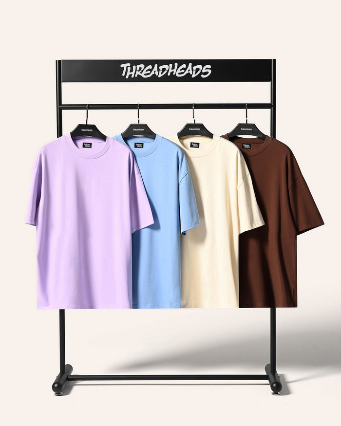 Oversized Tee 4 Pack: Powder Blue, Lilac, Natural, Brown