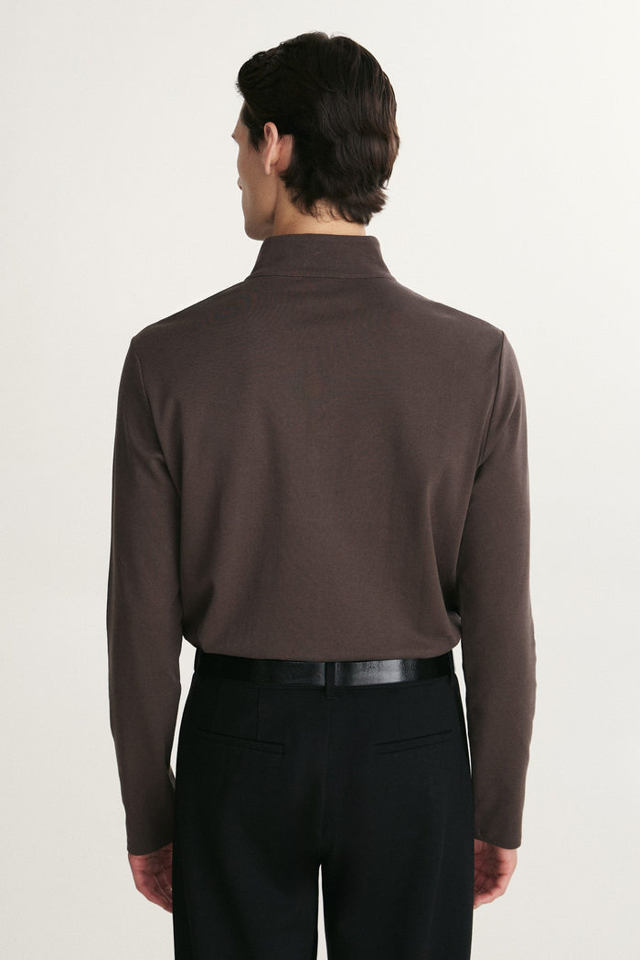 Pima cotton half zip t-shirt
