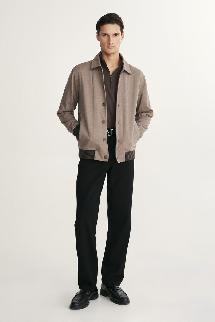Pima cotton half zip t-shirt