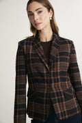 Plaid fitted basic blazer