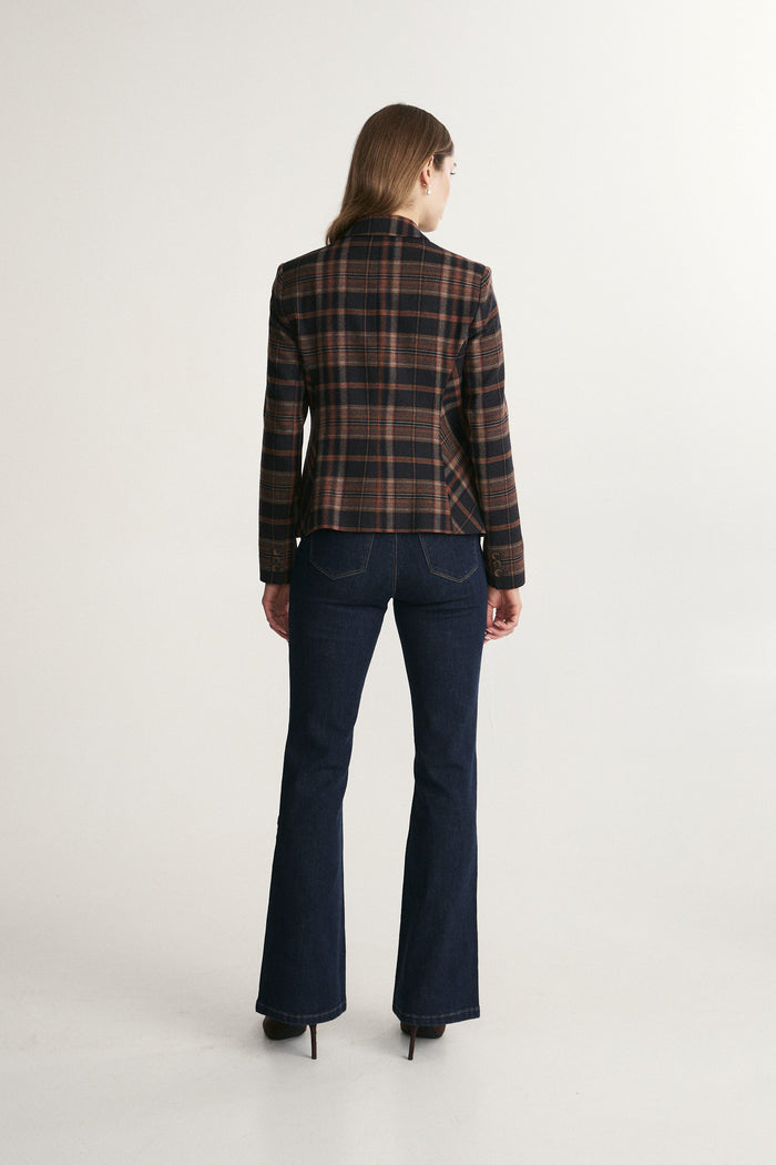 Plaid fitted basic blazer