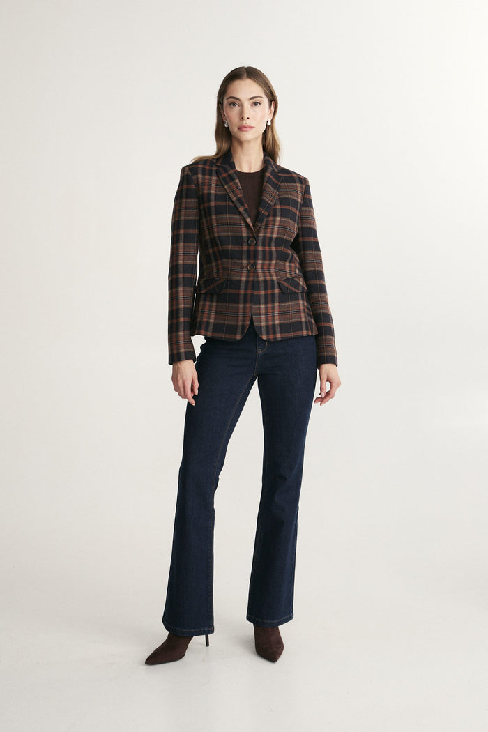 Plaid fitted basic blazer