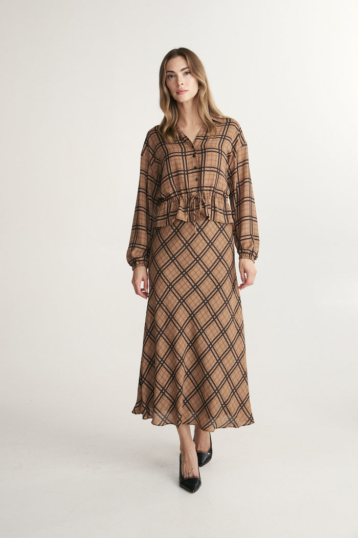 Plaid midi skirt