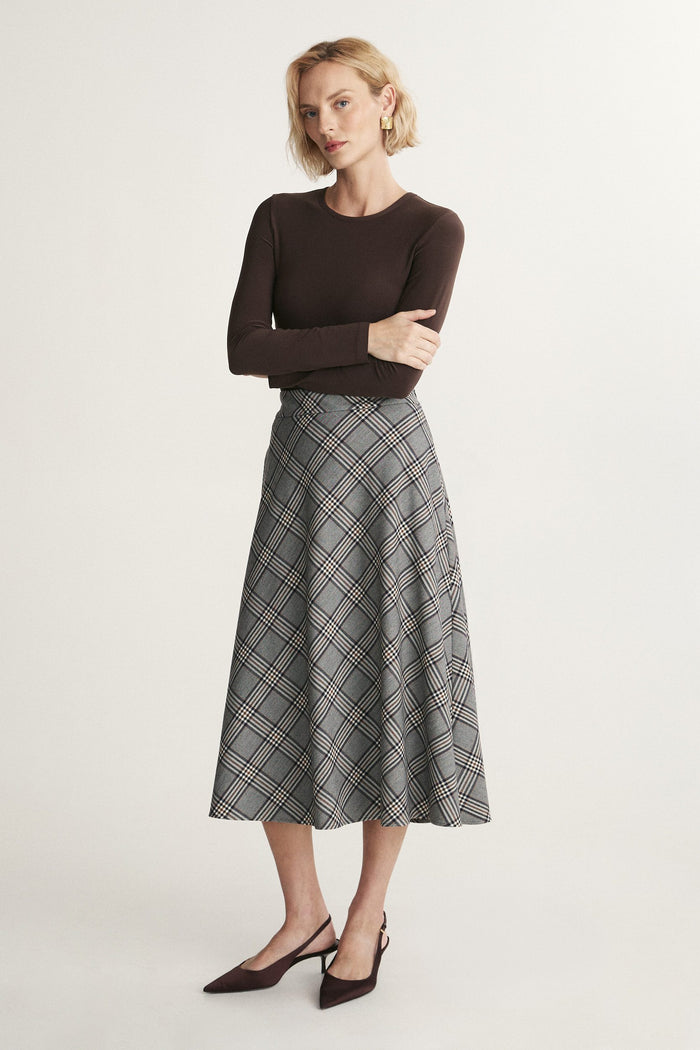 Plaid midi skirt