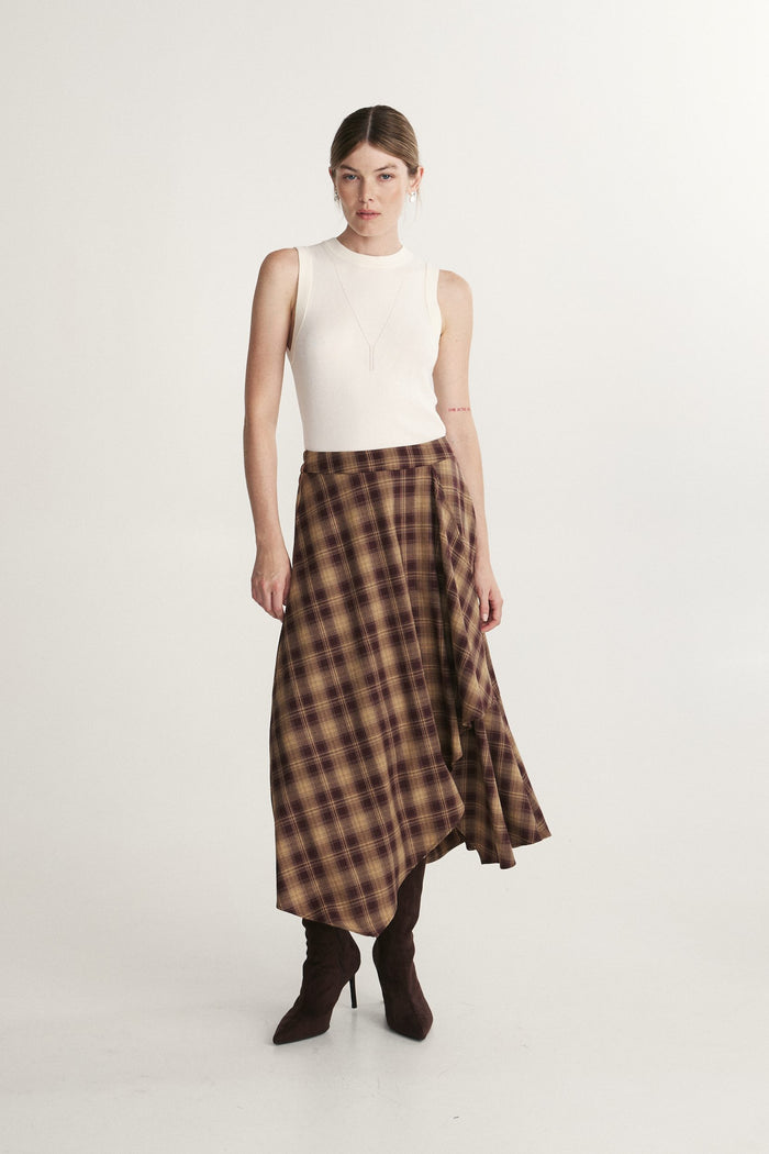 Plaid midi skirt