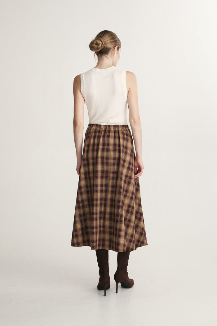 Plaid midi skirt