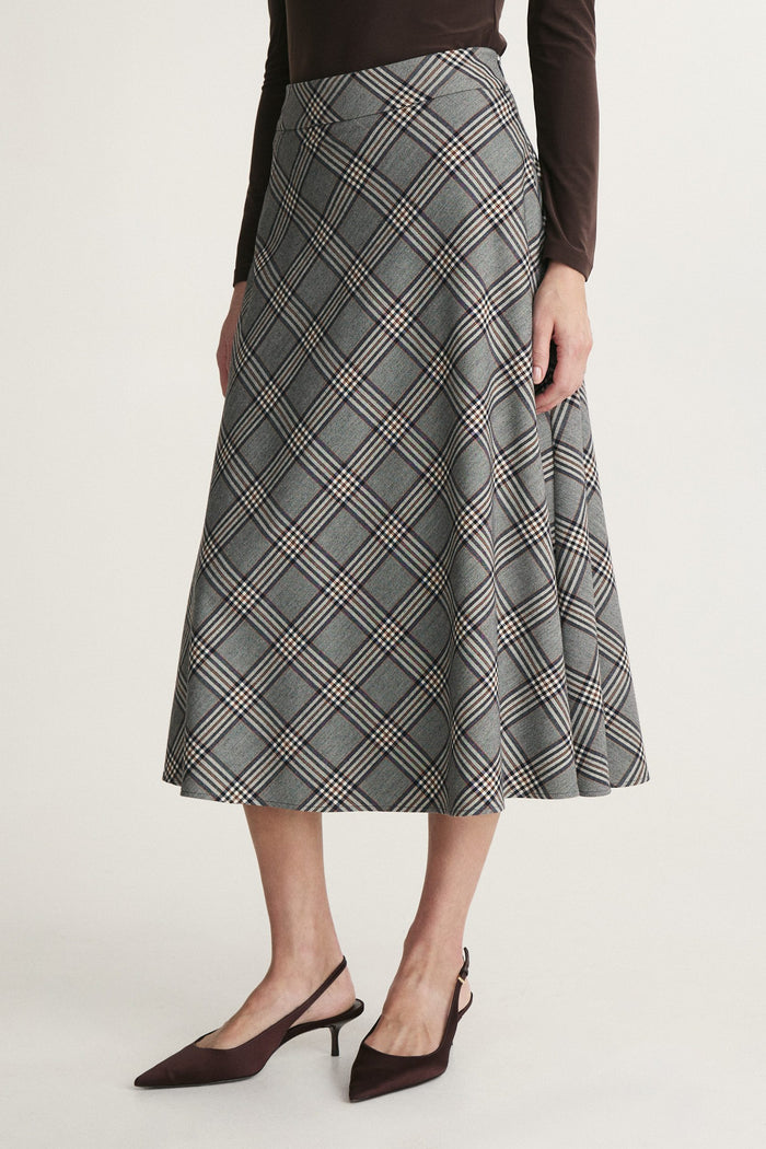 Plaid midi skirt