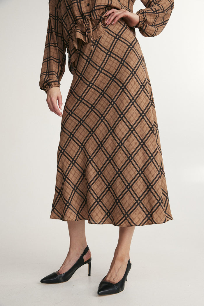 Plaid midi skirt