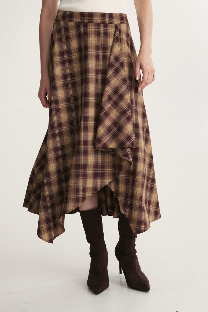 Plaid midi skirt