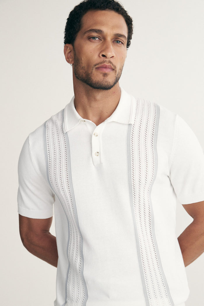 Pointelle stripes polo