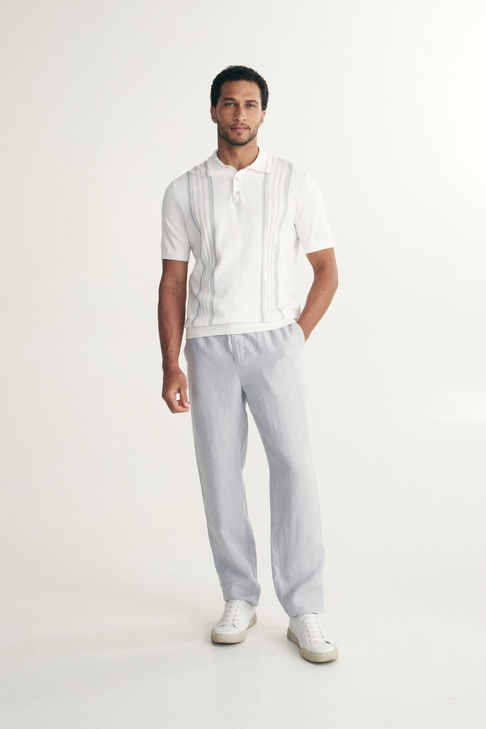 Pointelle stripes polo